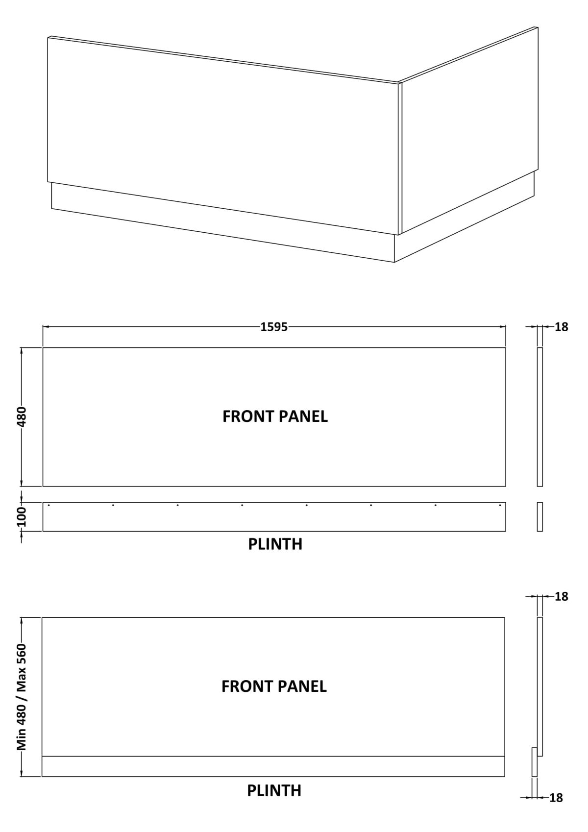 Straight Front Panel & Plinth (1600mm) - Image 3