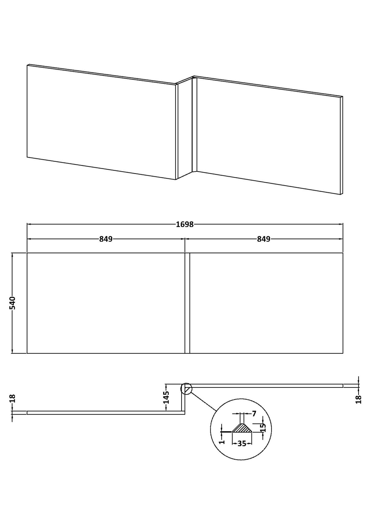 Shower Bath Front Panel (1700mm) - Image 3