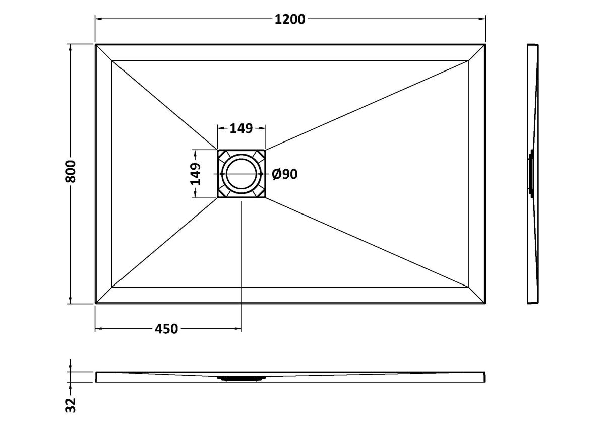 Rectangular Shower Tray 1200 x 800mm - Image 2