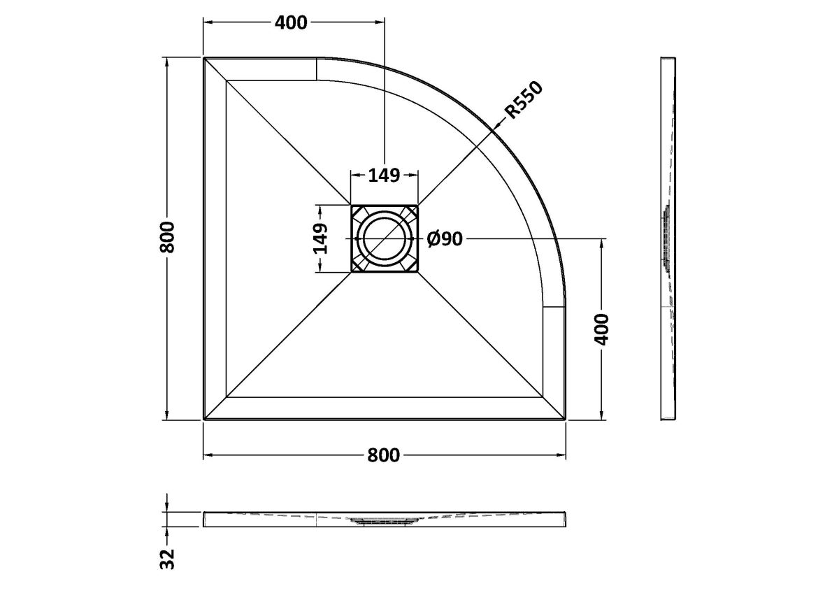 Quad Shower Tray 800 x 800mm - Image 2