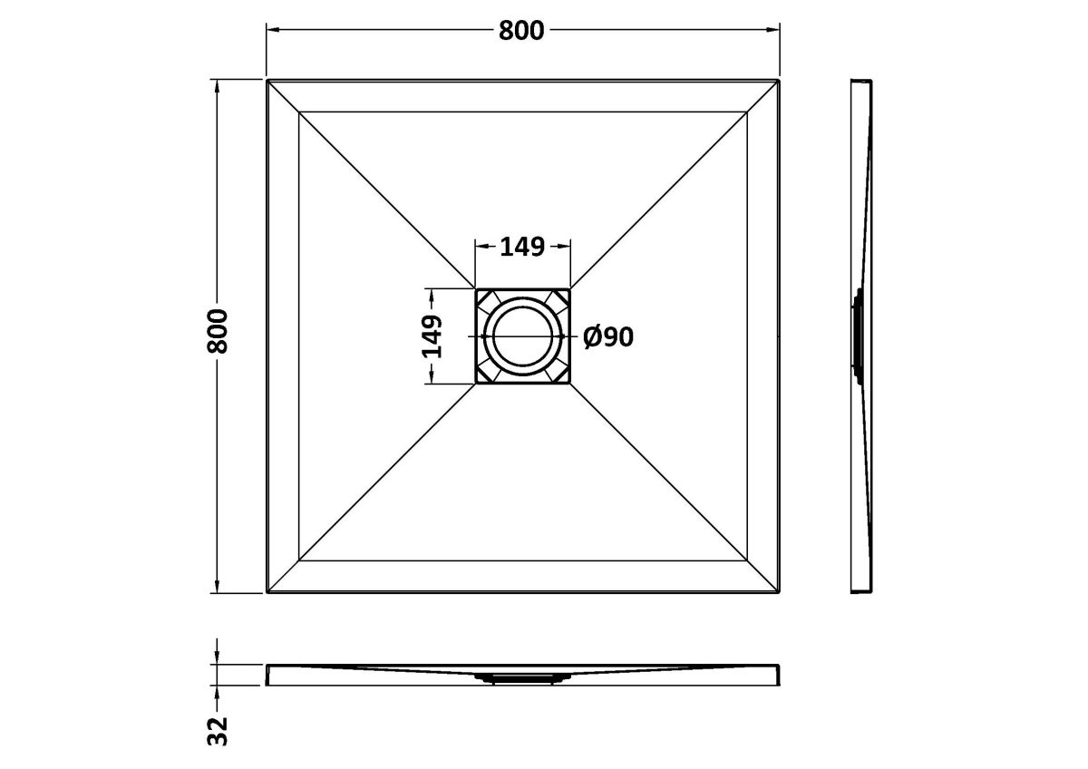 Square Shower Tray 800 x 800mm - Image 2