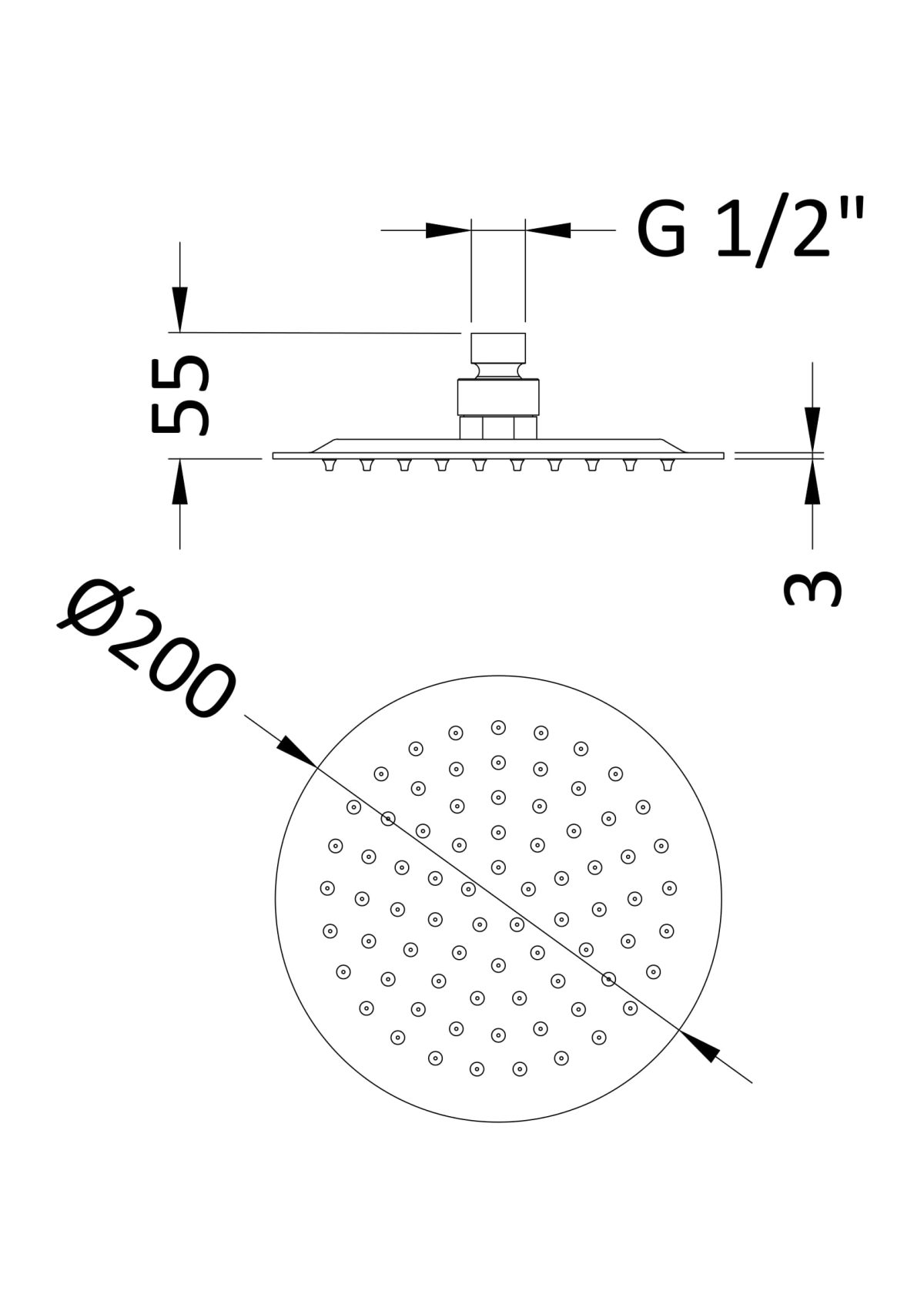 Round Fixed Head 200mm Diameter - Image 2