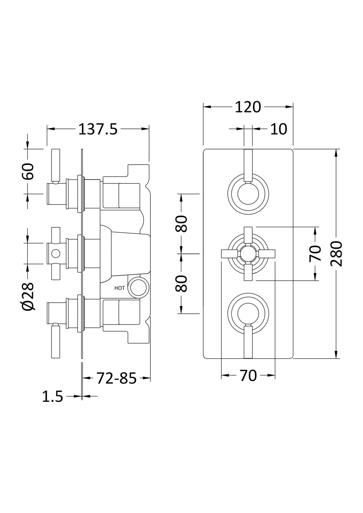 Triple Thermostatic Shower Valve With Diverter - Image 2