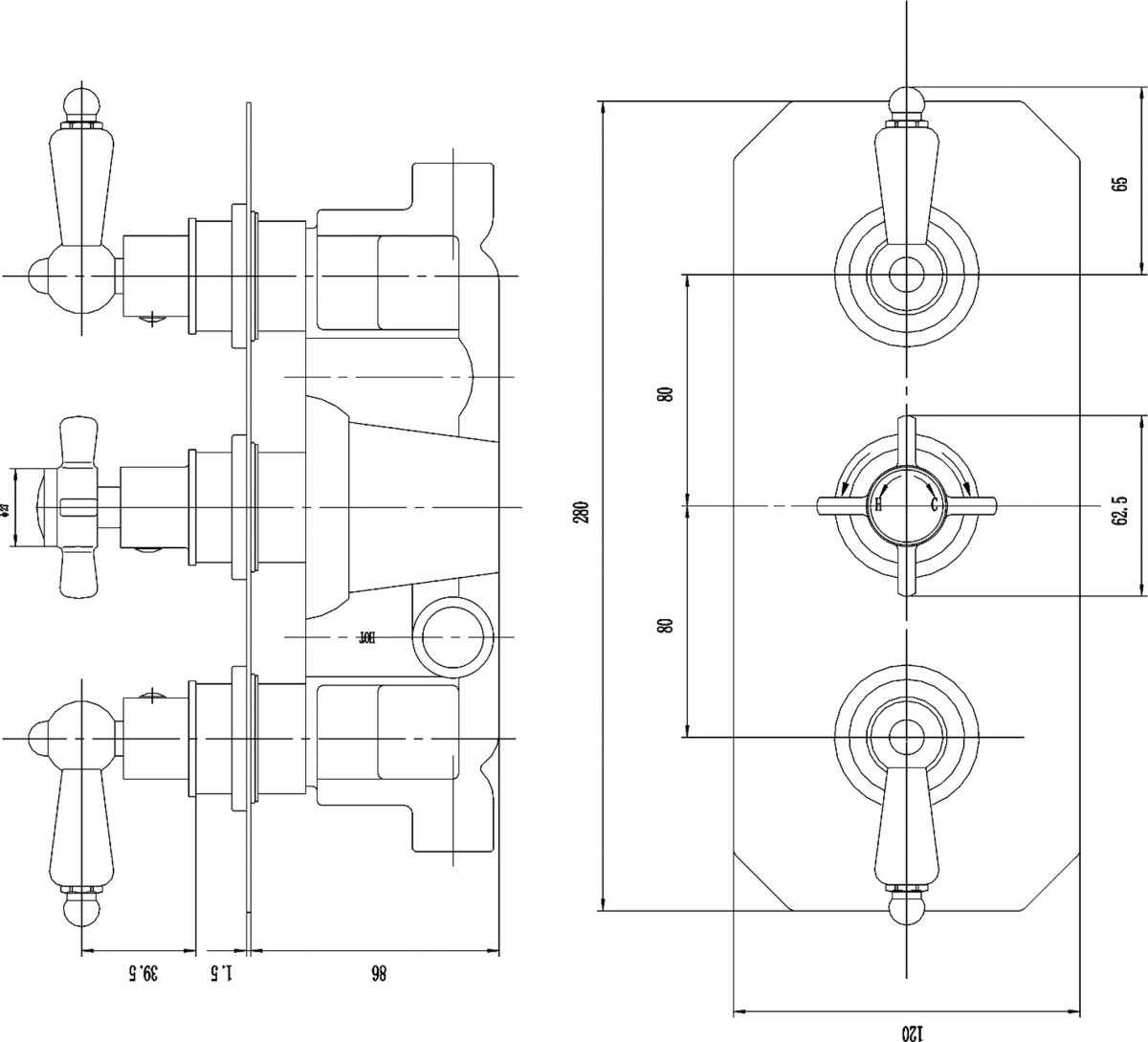 Triple Thermostatic Shower Valve - Image 2