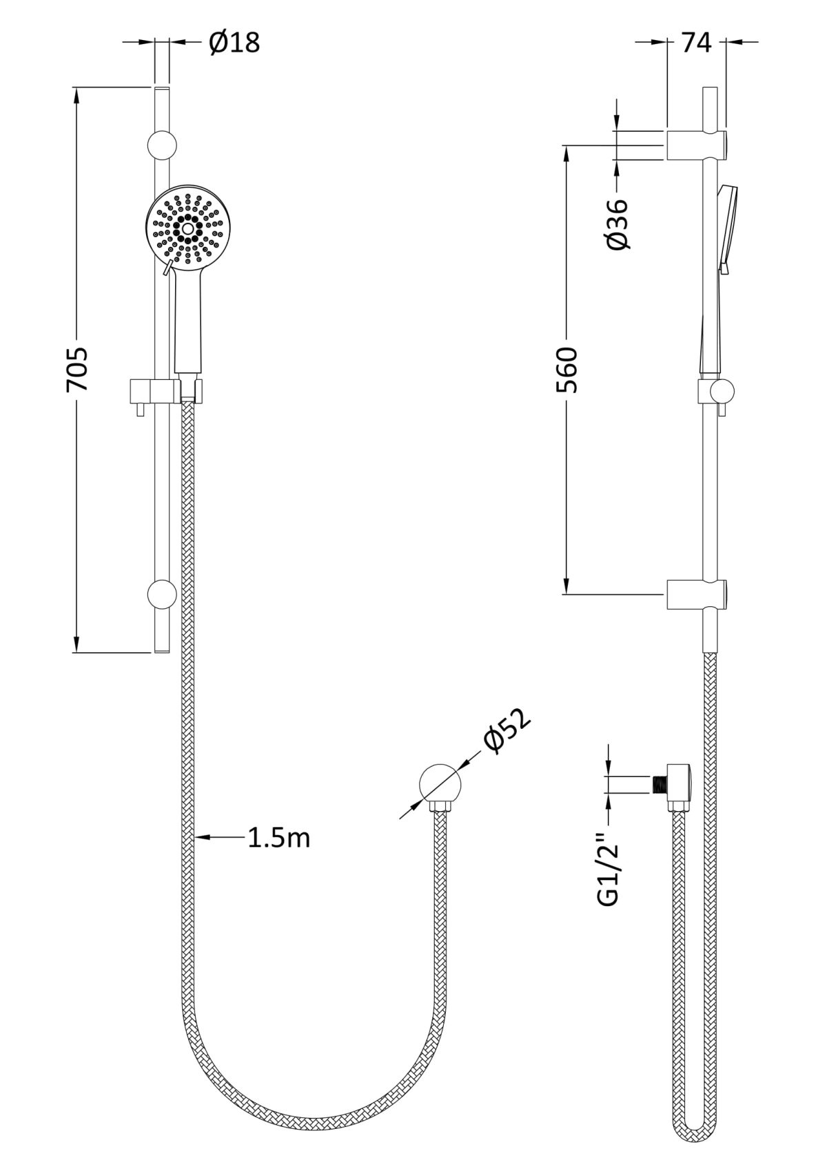 Water Saving Slide Rail Kit - Image 2