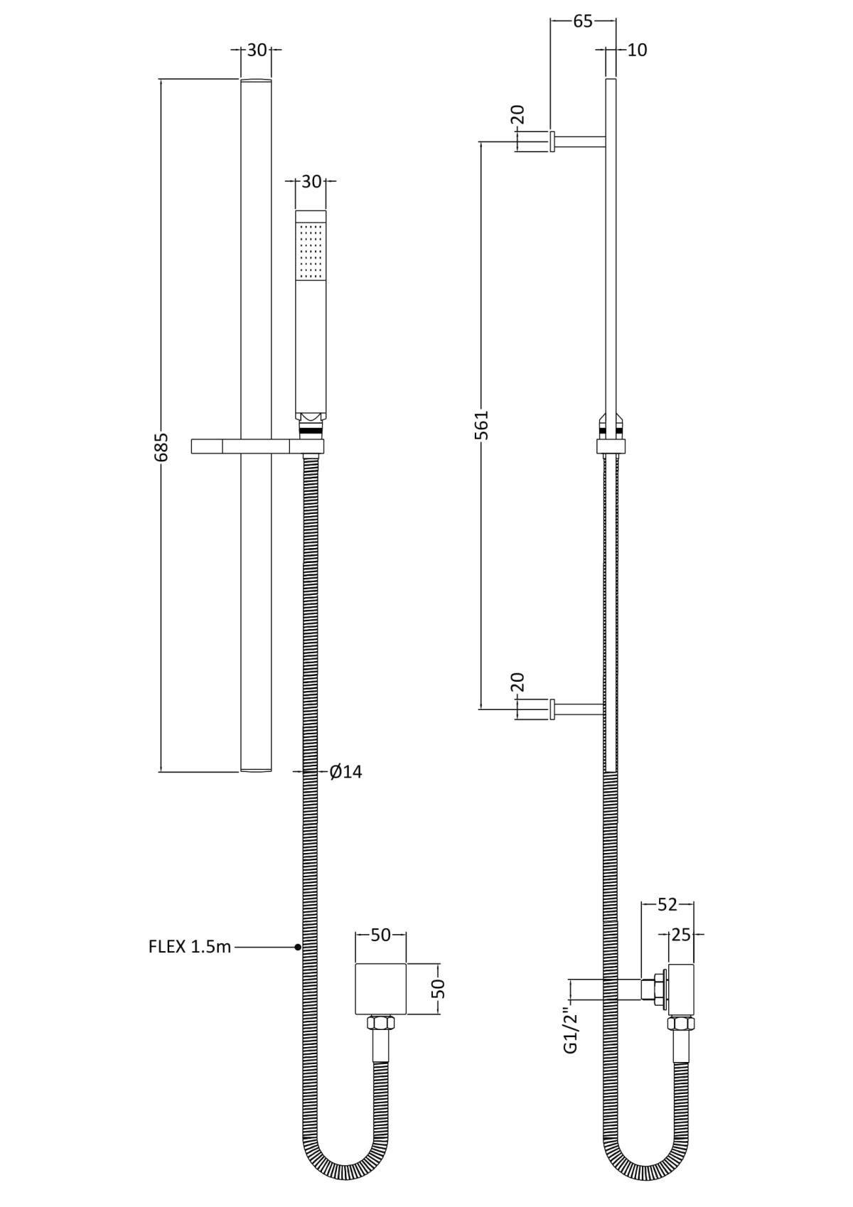 Square Slider Rail Kit with Ebow - Image 2