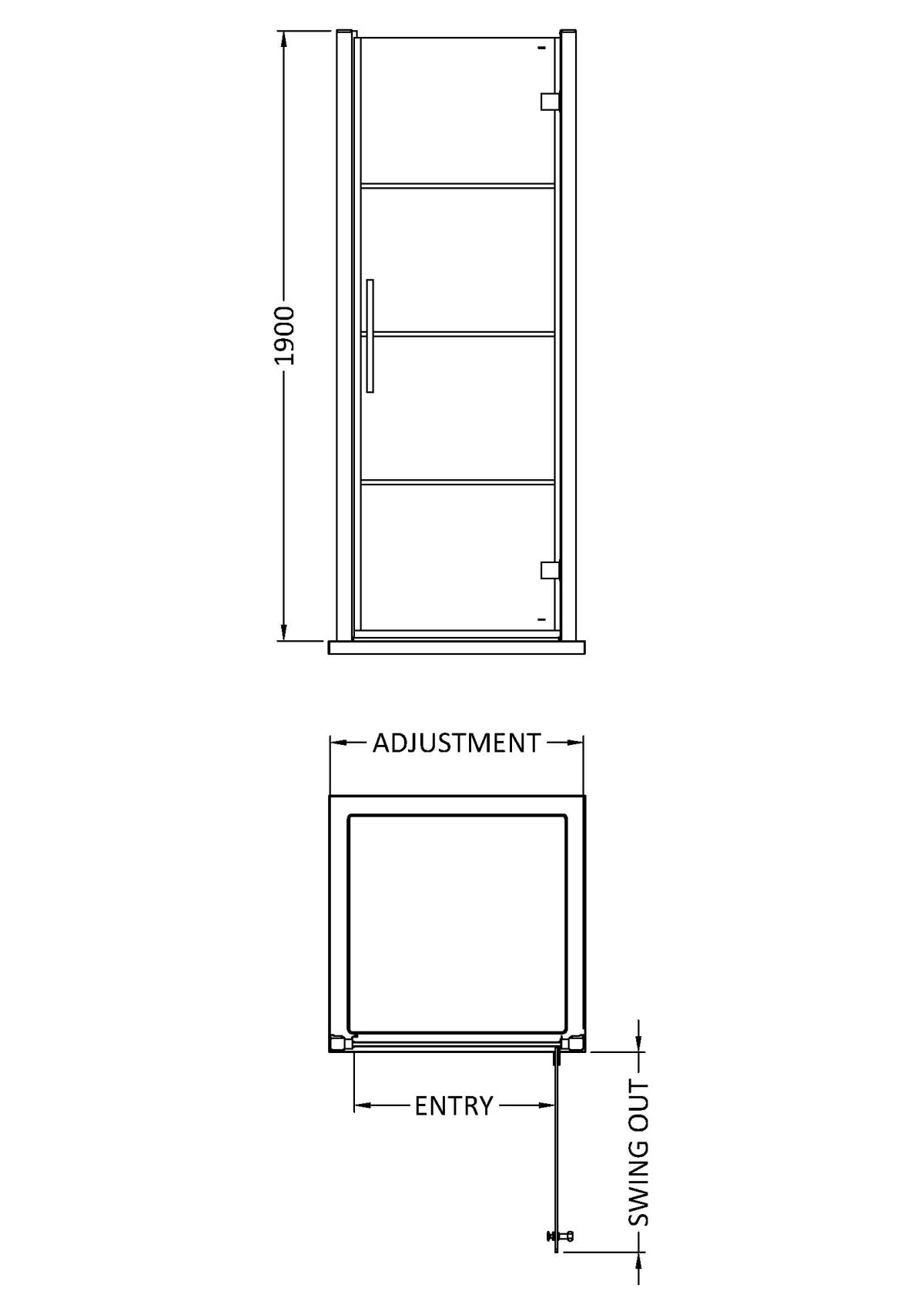 900mm Hinged Shower Door - Image 3