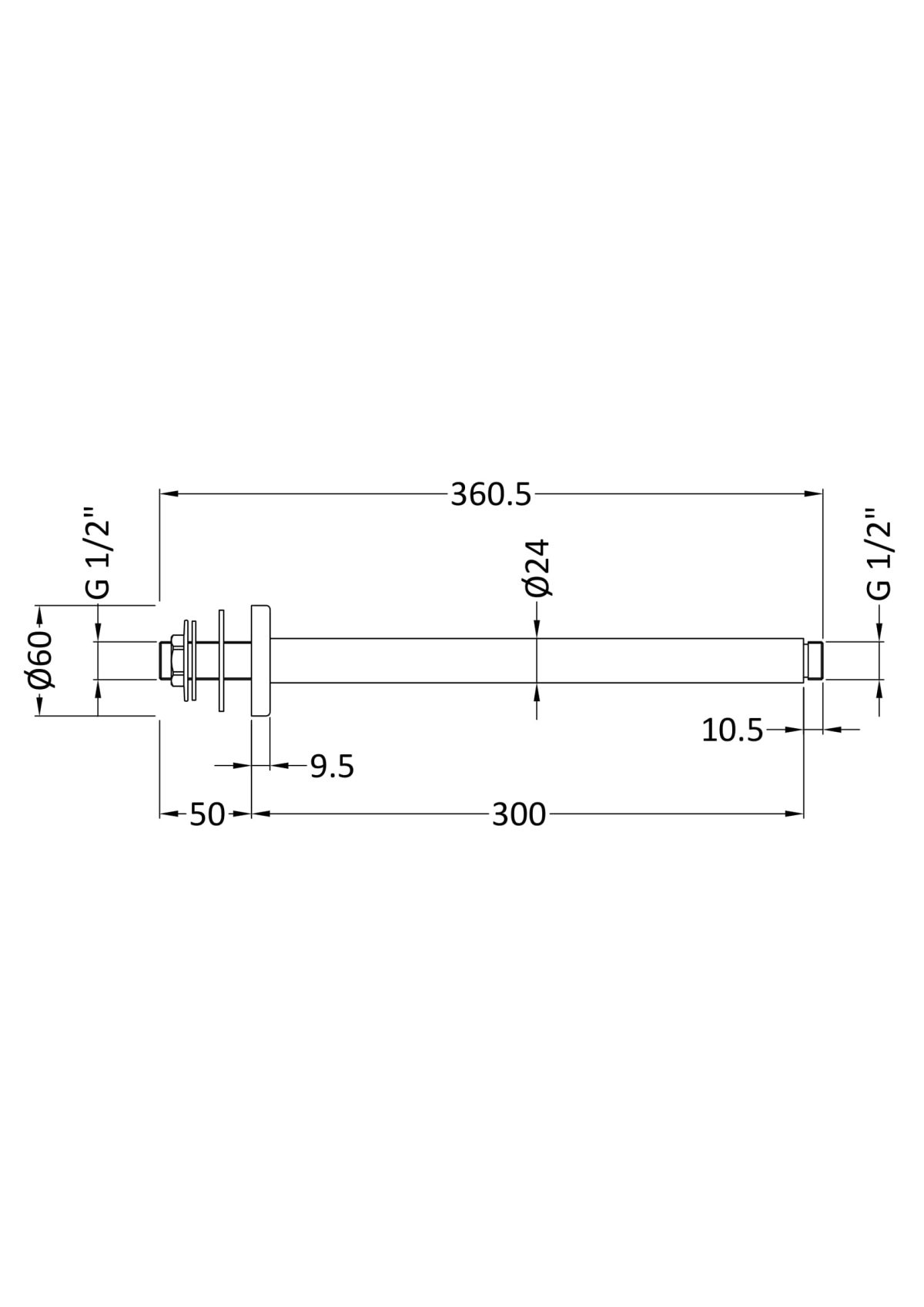 Round Ceiling Arm 300mm - Image 2