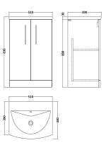 500mm Floor Standing 2 Door Vanity & Basin 4 - Image 2