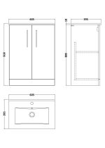 600mm Floor Standing 2 Door Vanity & Basin 2 - Image 3