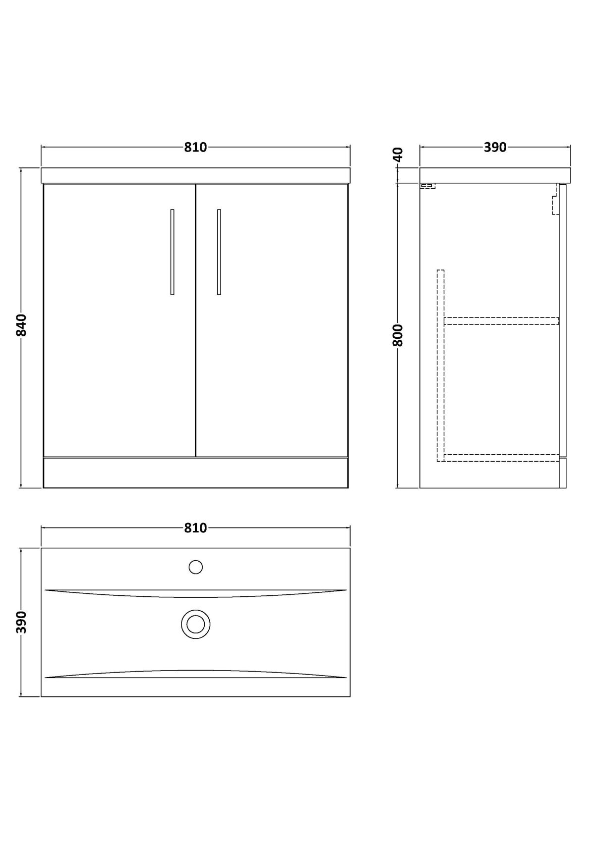800mm Floor Standing 2 Door Vanity & Basin 1 - Image 1