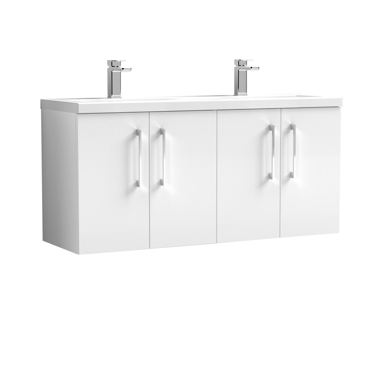1200mm Wall Hung 4 Door Vanity & Double Basin - Image 1