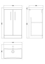 500mm Floor Standing 2 Door Vanity & Basin 3 - Image 2