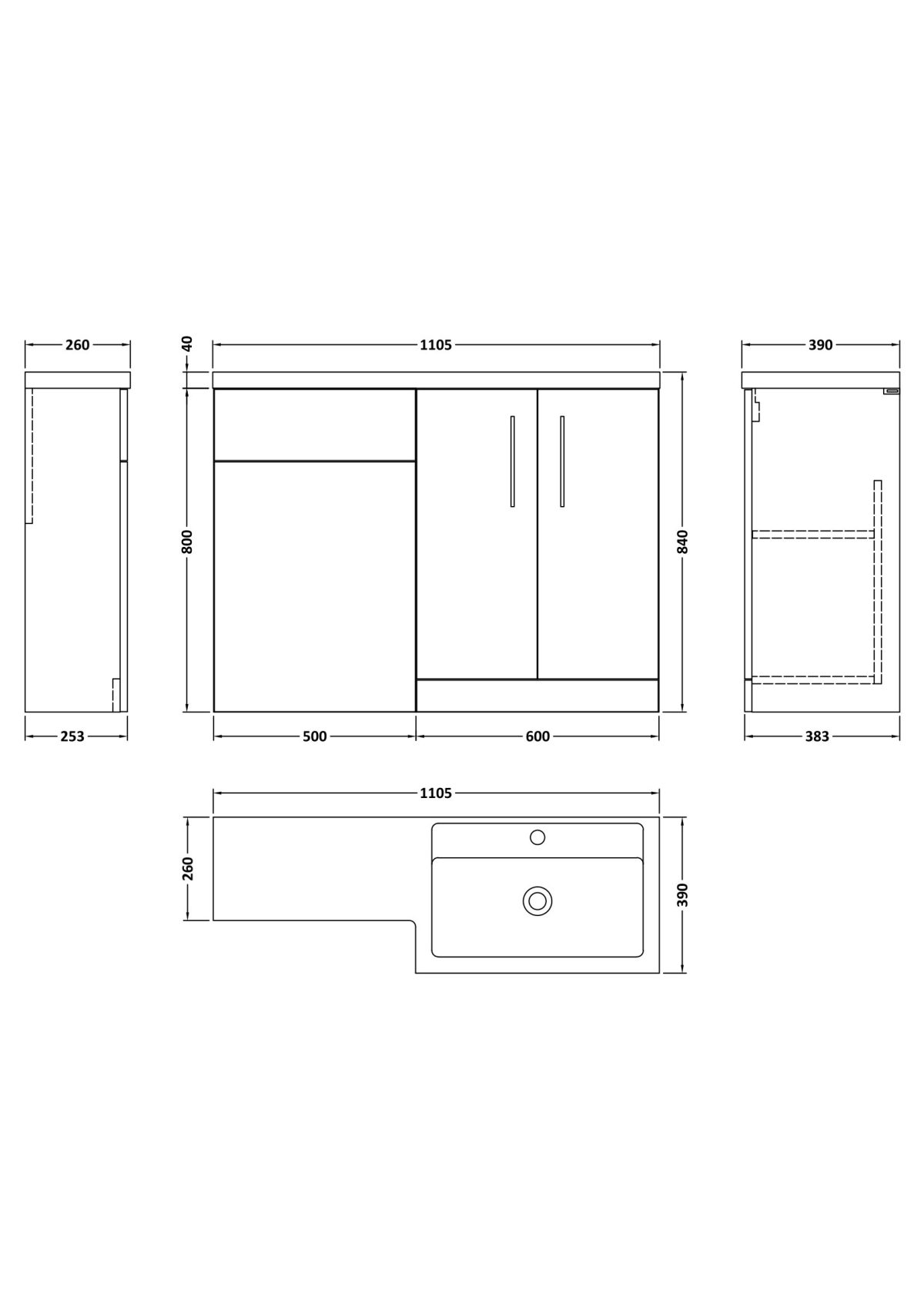 1100mm Right Hand Combination - Image 2