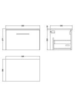 600mm Wall Hung 1 Drawer Vanity & Worktop - Image 2