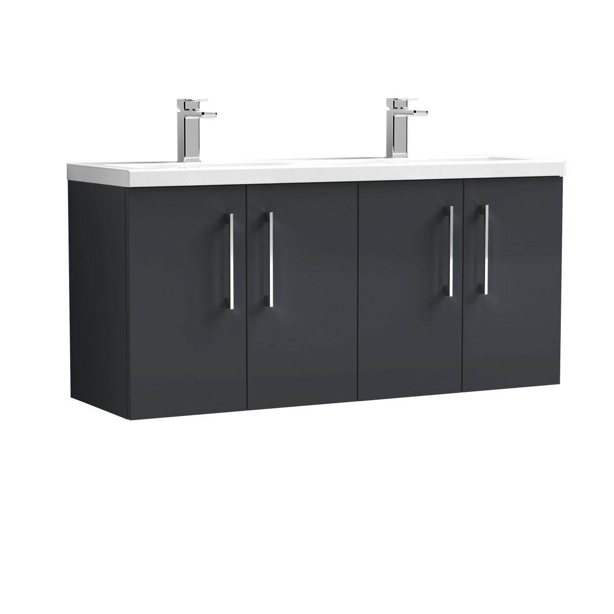 1200mm Wall Hung 4 Door Vanity & Double Basin - Image 1