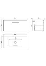 800mm Wall Hung 1 Drawer Vanity & Basin 2 - Image 2