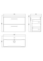 800mm Wall Hung 2 Drawer Vanity & Basin 3 - Image 2