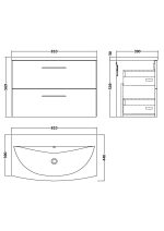 800mm Wall Hung 2 Drawer Vanity & Basin 4 - Image 2