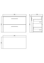 800mm Wall Hung 2 Drawer Vanity & Worktop - Image 2