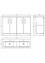 1200mm Floor Standing 4 Door Vanity & Double Basin - Image 3