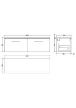1200mm Wall Hung 2-Drawer Vanity & Laminate Worktop - Image 2