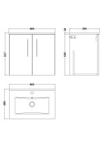 600mm Wall Hung 2 Door Vanity & Basin 2 - Image 2