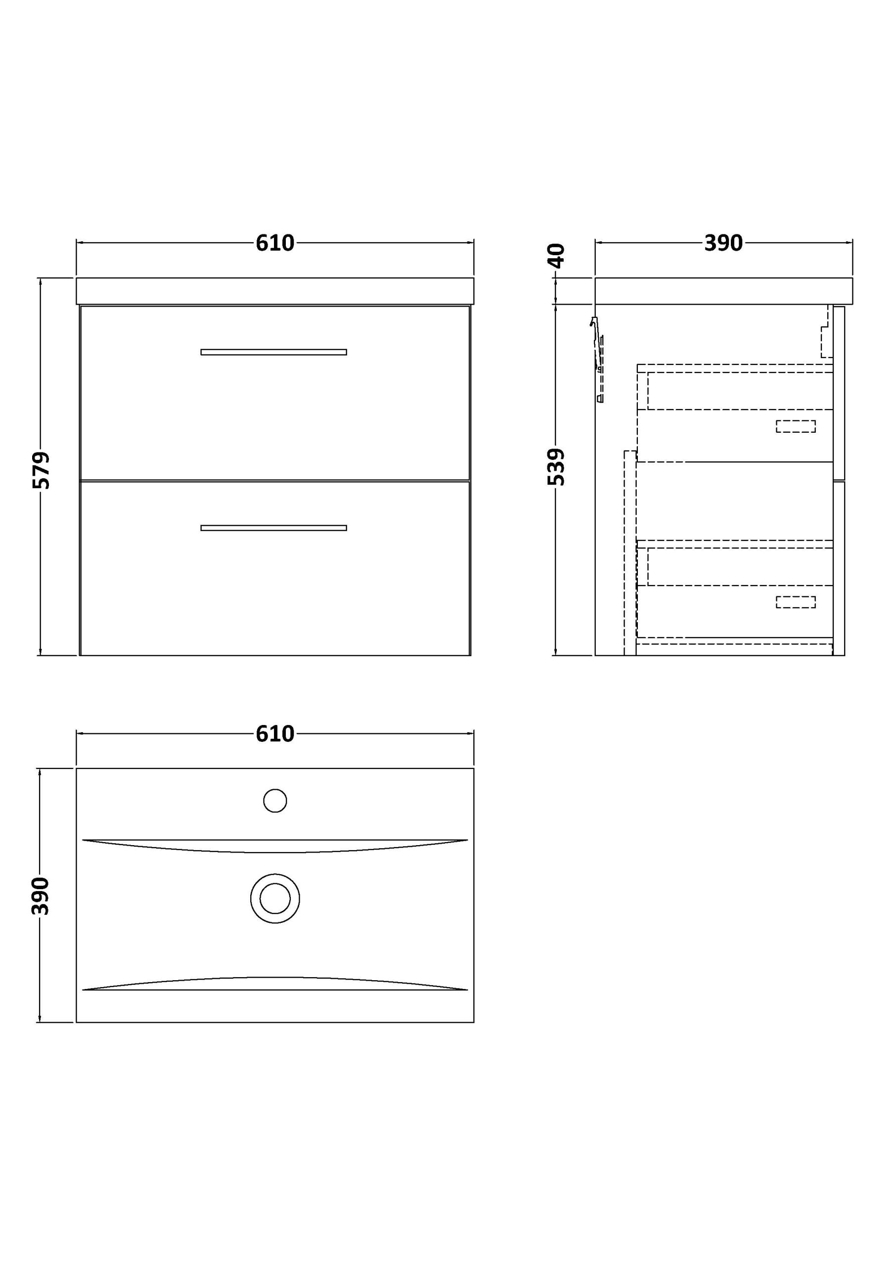 arn2224a_furniture_v1_ld.jpg 600mm Wall Hung 2 Drawer Vanity & Basin 1 - Image 2