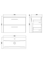 800mm Wall Hung 2 Drawer Vanity & Basin 1 - Image 2