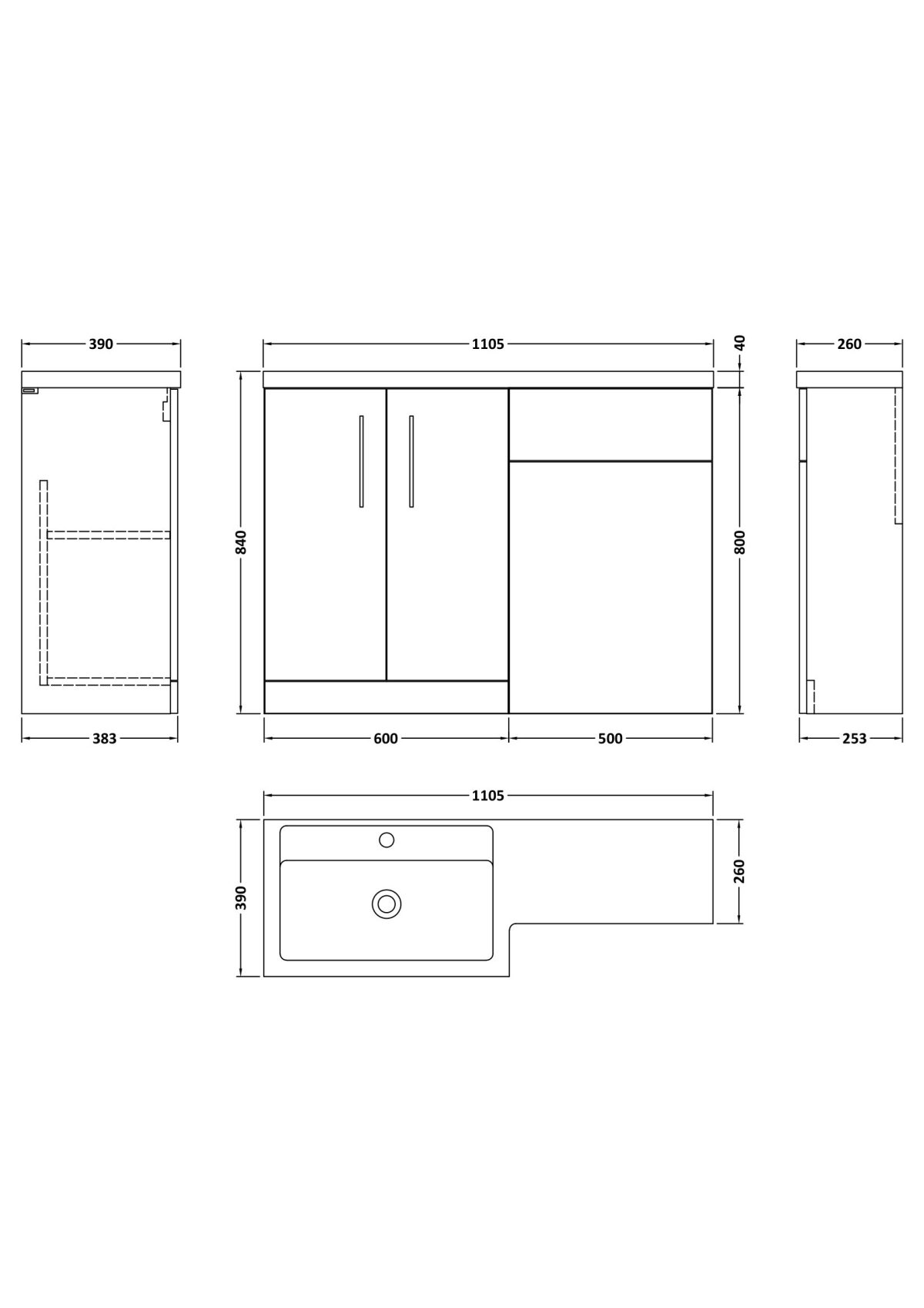 1100mm Left Hand Combination - Image 2