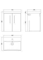 500mm Wall Hung 2 Door Vanity & Basin 3 - Image 2