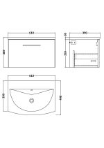 600mm Wall Hung 1 Drawer Vanity & Basin 4 - Image 2