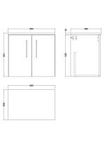 600mm Wall Hung 2-Door Vanity & Laminate Worktop - Image 2