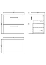 600mm Wall Hung 2 Drawer Vanity & Laminate Top - Image 2