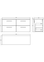 1200mm Wall Hung 4 Drawer Vanity & Worktop - Image 2