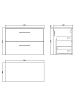 800mm Wall Hung 2 Drawer Vanity & Laminate Top - Image 2