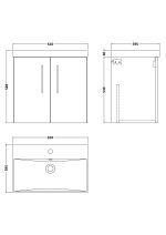 600mm Wall Hung 2-Door Vanity & Basin 3 - Image 2