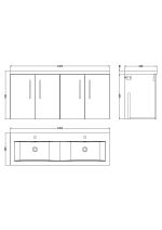1200mm Wall Hung 4-Door Vanity & Double Basin - Image 3