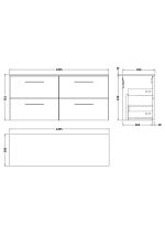 1200mm Wall Hung 4-Drawer Vanity & Laminate Worktop - Image 2
