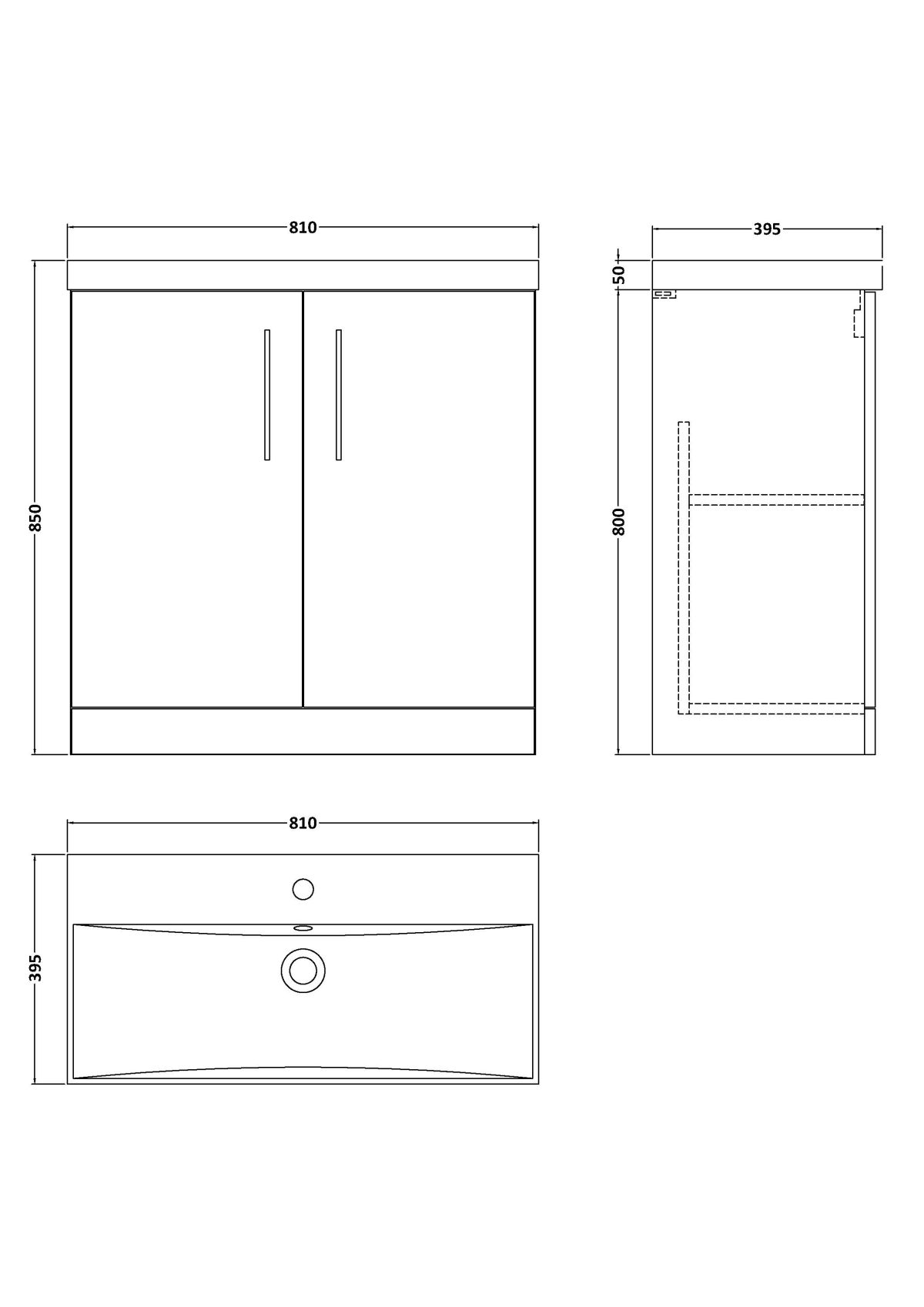 800mm Floor Standing 2-Door Vanity & Basin 3 - Image 2