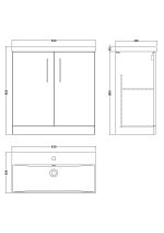 800mm Floor Standing 2-Door Vanity & Basin 3 - Image 2