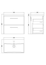 600mm Wall Hung 2-Drawer Vanity & Basin 3 - Image 2