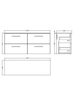 1200mm Wall Hung 4-Drawer Vanity & Worktop - Image 2