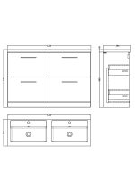 1200mm Floor Standing 4-Drawer Vanity & Double Basin - Image 3