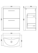 600mm Floor Standing 2-Drawer Vanity & Basin 4 - Image 2