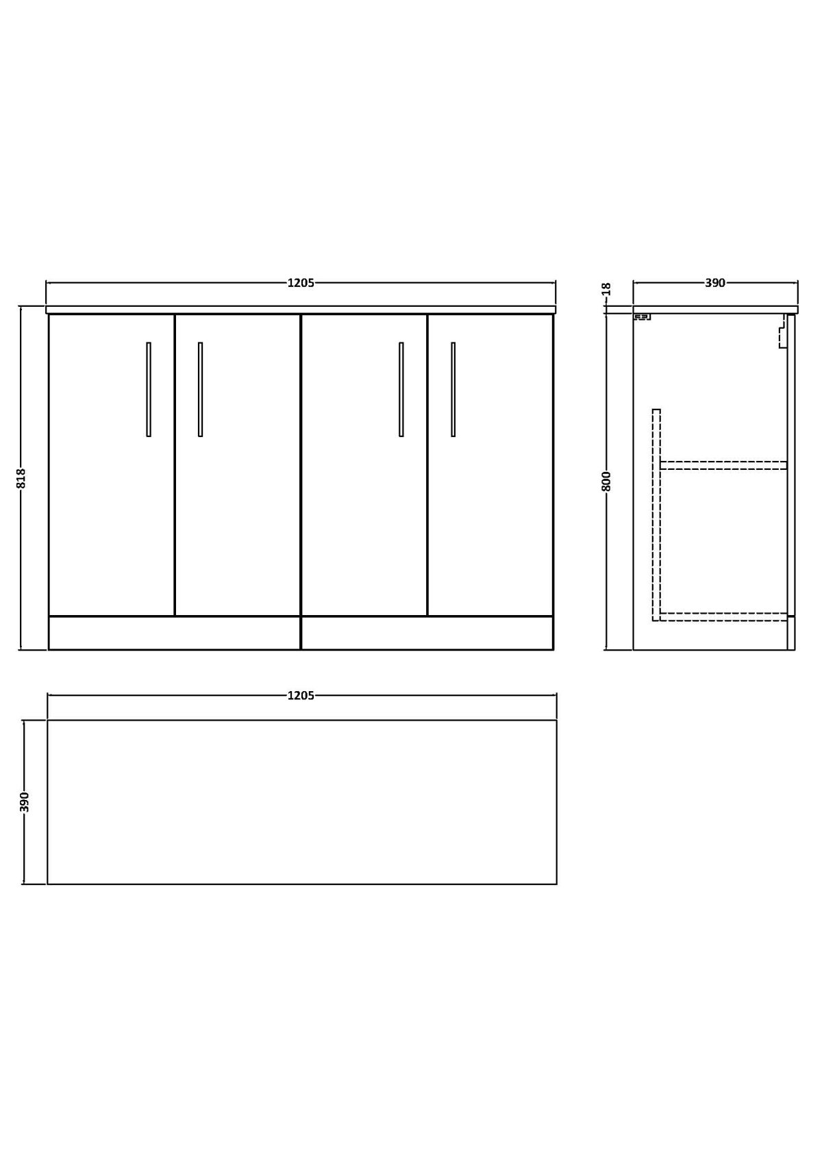 1200mm Floor Standing 4 Door Vanity & Worktop - Image 2
