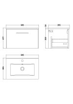 600mm Wall Hung 1 Drawer Vanity & Basin 2 - Image 2