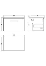 600mm Wall Hung 1-Drawer Vanity & Laminate Worktop - Image 2