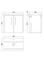 600mm Wall Hung 2 Door Vanity & Basin 1 - Image 2