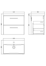 600mm Wall Hung 2 Drawer Vanity & Basin 3 - Image 2